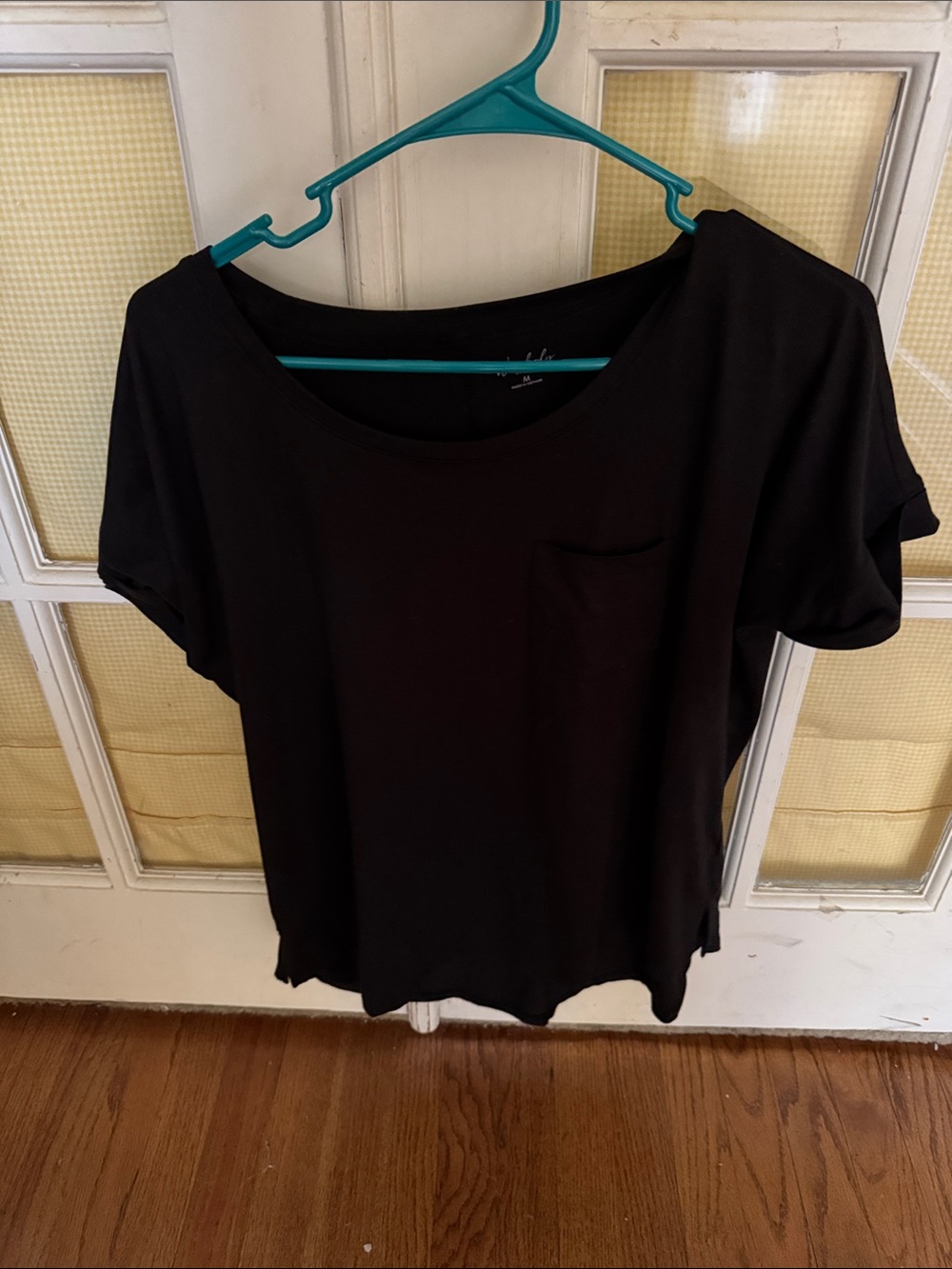 Wonderly Black Scoop Neck Short Sleeve Pocket Tee